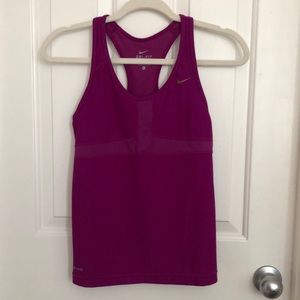 Nike Dri-fit purple tennis tank top with a built-in bra.